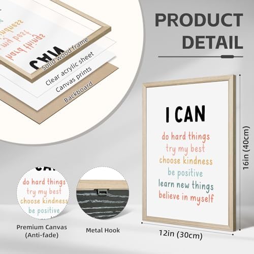 Kids Affirmation Wall Art Positive Canvas Wall Decor Inspirational Quotes - Image 2