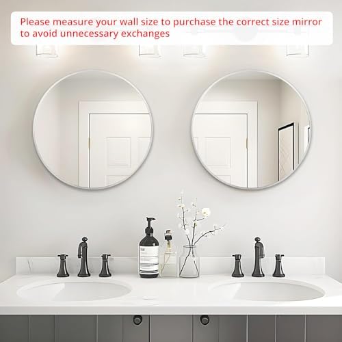 Silver Round Mirror 20 Inch, Wall Circle Mirror - Image 2
