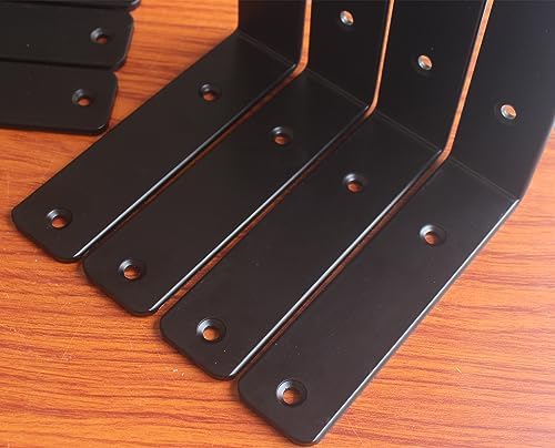 32 Pack - L 10" x H 6" x W1.5, 5mm Thick Black L Shelf Bracket, Iron Shelf - Image 6