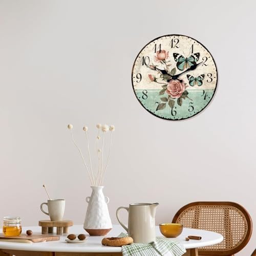 XFM Large Vintage Floral Wall Clock 20 Inch Silent Non-Ticking - Image 2