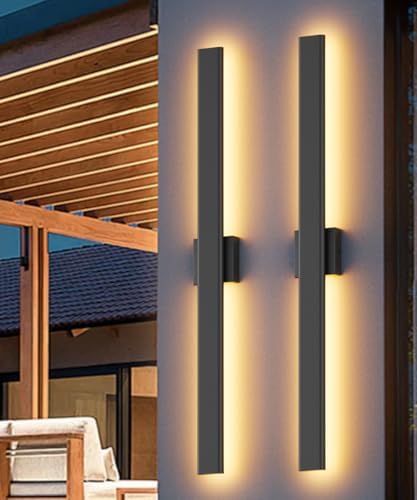 Aipsun 2 Packs Black Outdoor Wall Light 39.4inch Modern LED Exterior Wall Sconce by Aipsun