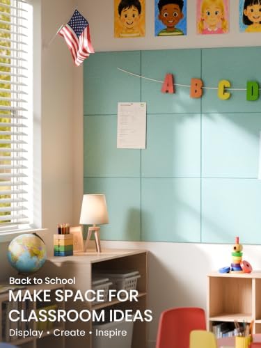 Bumusty 48"x 36" Large Felt Bulletin Board Tiles, Aqua Blue - Image 5