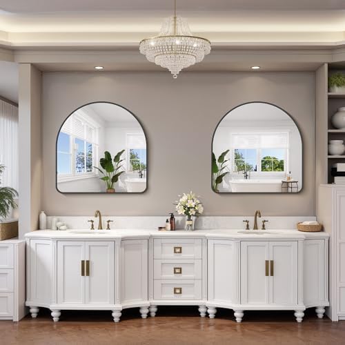 FORBATH Arched Bathroom Mirror 36x36 Inch, Hanging or Leaning Against Wall - Image 3