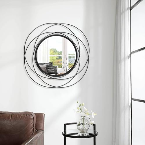 Round Black Mirror 24" for Living Room Wall Decor, Decorative Vanity Mirror - Image 4