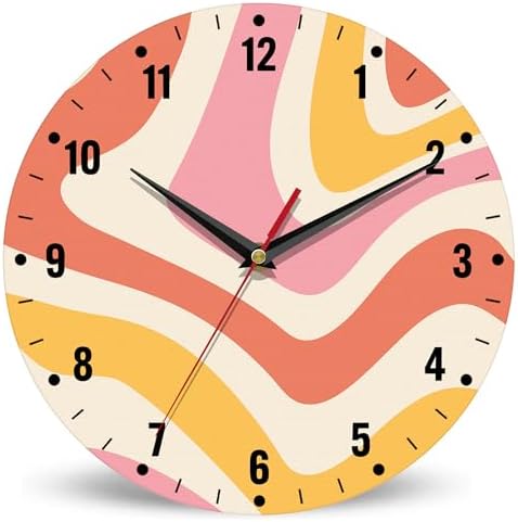 SPUNKER Clock for Bedroom, Colorful Waves Wall Clock Battery Operated 10 Inch by SPUNKER
