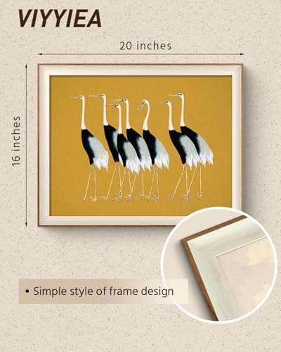 VIYYIEA Framed Vintage Crane Canvas Wall Art - Image 4
