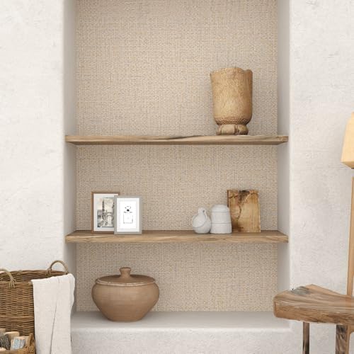 Beige Grasscloth Wallpaper Textured Woven Peel and Stick Wallpaper 15.7"x472" - Image 6