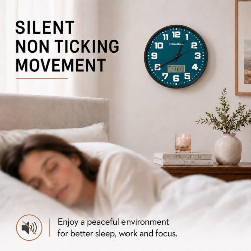 Cloud Space 12” Silent Wall Clock Battery Operated, Non Ticking Modern Wall - Image 3