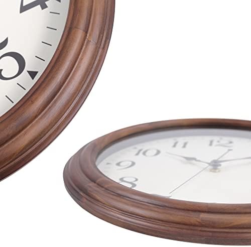 14 Inch Wood Wall Clock Retro Wooden Wall Clocks Battery Operated - Image 6