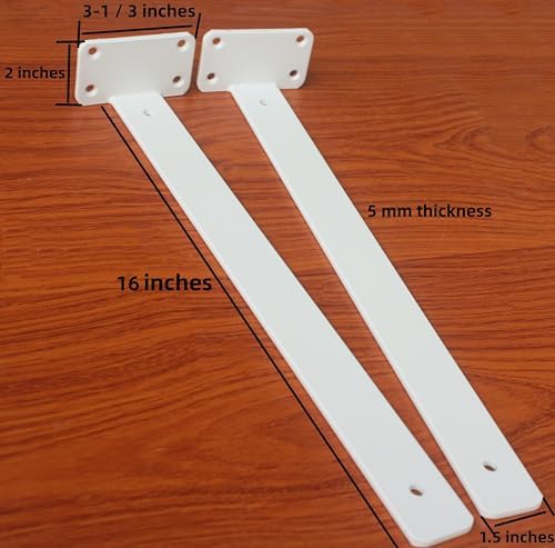 8 Pack - 16 inch White Hidden L Shelf Bracket Iron Floating Shelf Brackets - Image 2