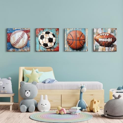 Sports Wall Decor Kids Playroom Art Soccer Basketball Football Baseball Pictures - Image 7