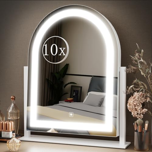 Gvnkvn Arched 15.2 in Lighted Makeup Mirror, 10X Magnifiers by Gvnkvnlightupyourhome