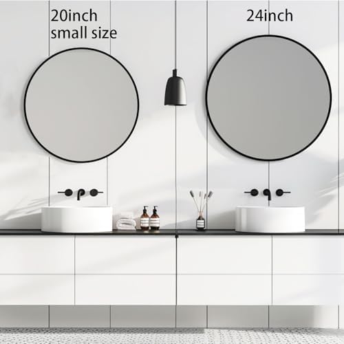 Round Wall Mirror 20 inch, Circle Mirror, Matte Black Metal Frame - Image 3
