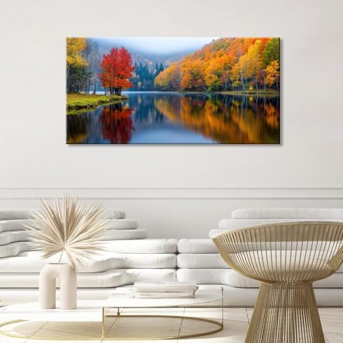 Lasdel Beautiful Lakeside Forest Landscape Wall Art - Image 6