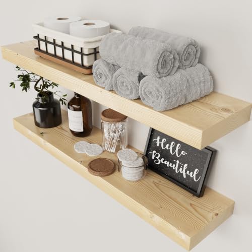 Solid Wood Floating Shelves for Wall 30 Inches Long, Natural Wood Shelf by BAOBABWORKSHOP