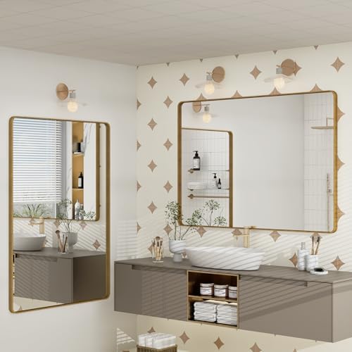 48x36 Inch Gold Bathroom Vanity Mirror - Image 5