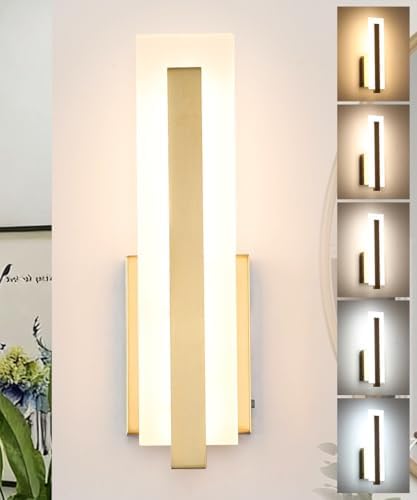 Tipace Hardwired Modern LED Brass Gold Wall Sconce Indoor Wall Mount Light by Tipace