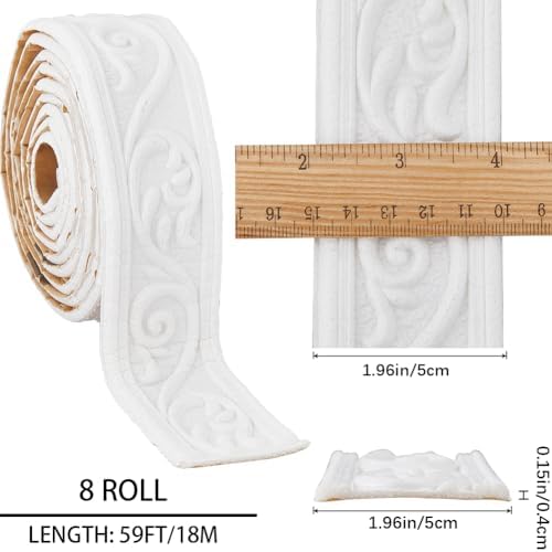 CRASPIRE 8 Rolls 59Ft Long White Crown Wall Molding Trim Vintage Wallpaper - Image 2