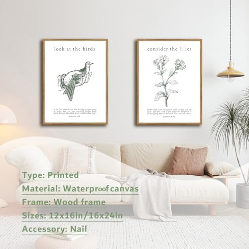 Framed Christian Wall Art Set – Matthew 6:26 “Look at the Birds” & “Consider - Image 7