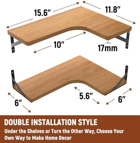 LEOPO Corner Floating Shelves Wall Mounted Set of 4, Corner Wall Shelves - Image 3