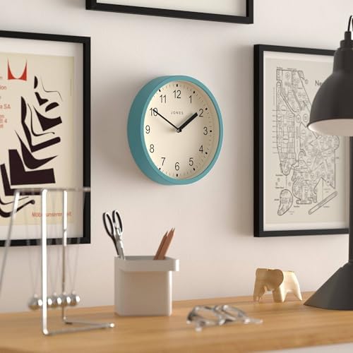 JONES CLOCKS® Spin wall Clock | Small Modern Round Clock | 8" | Teal Blue | - Image 4
