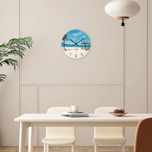 XFM Blue Beach Wall Clock 12 Inch Silent Non-Ticking - Image 4