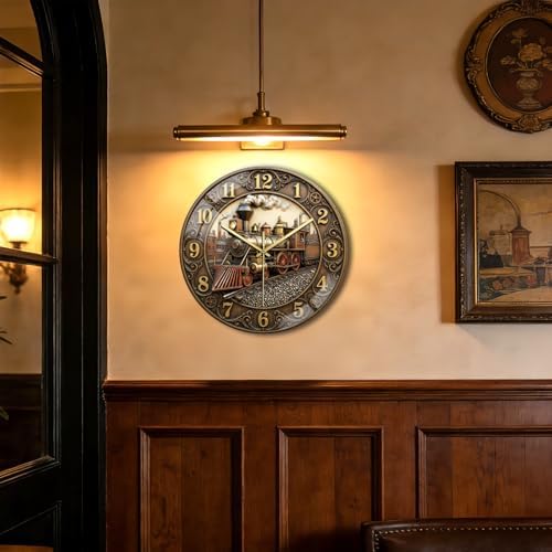 peacoblue Vintage Train Wall Clocks Battery Operated - Image 5