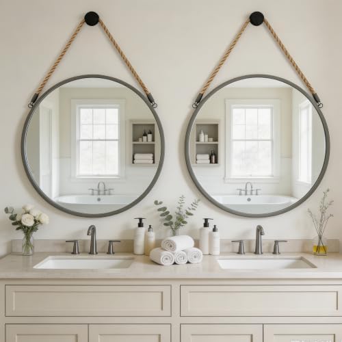POZINO 24" Round Wall Mirror - Image 2
