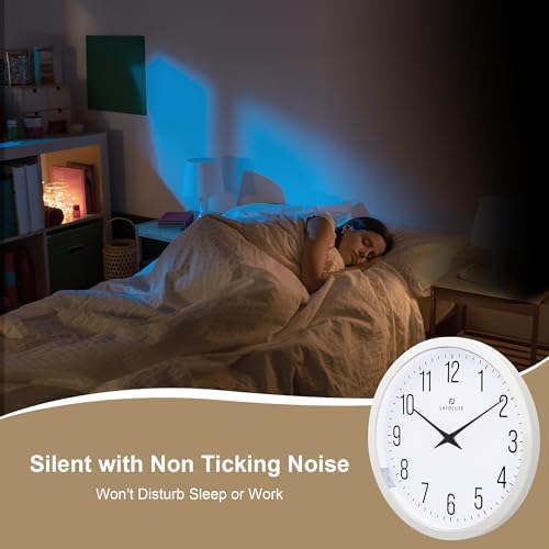 Lafocuse 12 Inch Glow in the Dark Wall Clock Lighted Battery Operated White - Image 6