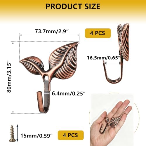 Decorative Wall Hooks 4 Pack, Metal Curtain Holdbacks - Image 2