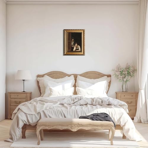 uniro Vintage Gold Framed Wall Art, Vintage Woman Portrait Canvas Art Prints - Image 2