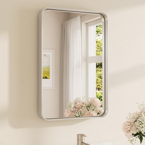 TETOTE Brushed Nickel Bathroom Mirror 16 x 24 Inch by TETOTE