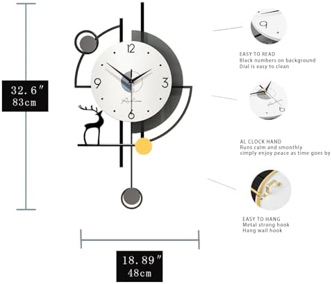 FLEBLE Extra Large Wall Clock for Living Room Decor Modern Clock Decorative - Image 5