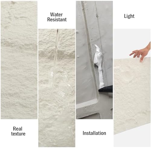 4-Pack 3D Faux Stone Wall Panels Rock Wall Panel White - Image 5