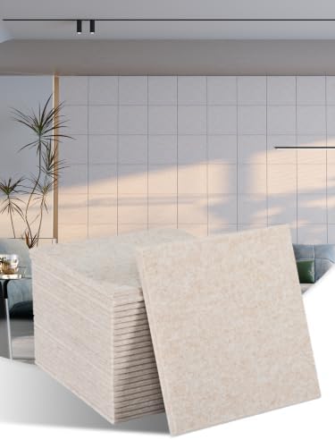AKUMAX 24 Pack Acoustic Wall Panels, 11.8 x 11.8 x 0.4 in Peel-and-Stick PET by AKUMAXWOODWALLPANELS