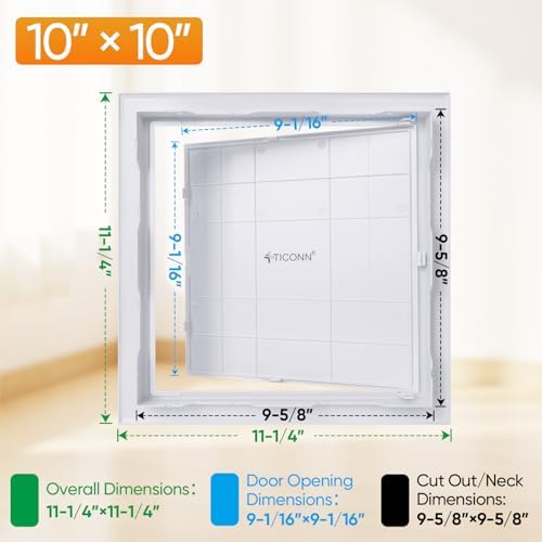 TICONN 10" x 10" Access Panel for Drywall, ABS Wall Hole Cover, Access Door - Image 2