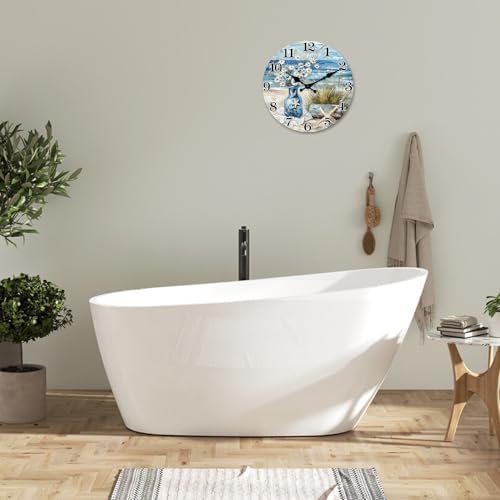 Blue Beach Wall Clocks for Living Room 14 Inch Silent - Image 5