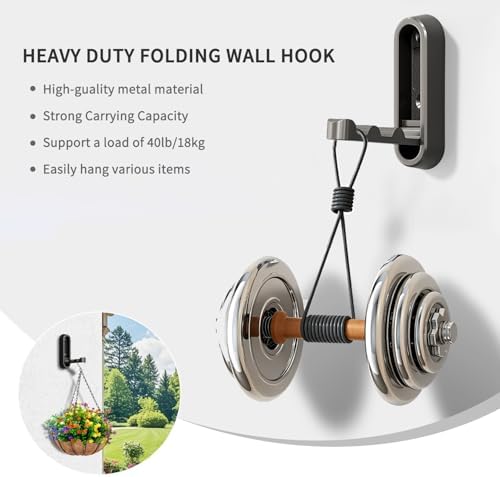 Foldable Wall Hooks, 40lb Heavy Duty, Zinc Alloy, 4 Pack - Image 3