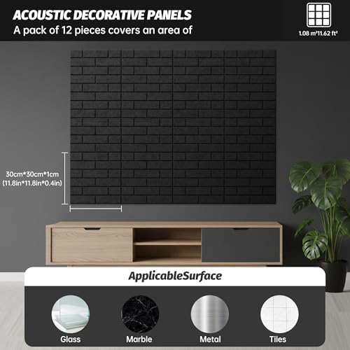 12Pack wall panels, 3D Brick Pattern Sound Proof Panels - Image 4