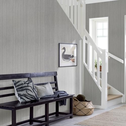 Grasscloth Peel and Stick Wallpaper Gray Textured Contact Paper 16inx393in - Image 3