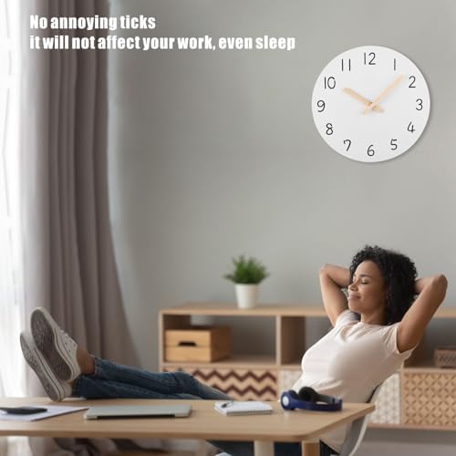 Plumeet 10'' Wooden Wall Clock Small Frameless Clocks - Image 5