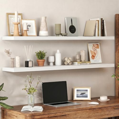 Heimlove Floating Shelves 55.1" W x 9.3" D White Set of 2 - Image 2