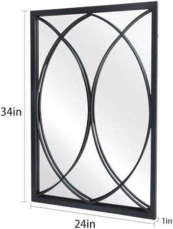 HQiJun Black Rectangle Wall Mirror, Farmhouse Decorative Mirror - Image 2