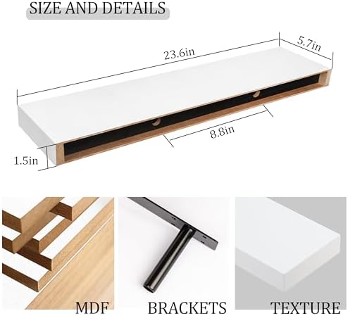 BAMEOS Floating Wall Shelves 24 x 6 Inch – Easy-Install Hanging Shelves - Image 3
