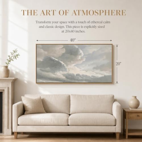 DJSYLIFE Large Framed Wall Art, Vintage Sunset Clouds Landscape, 20x40 Inch - Image 2