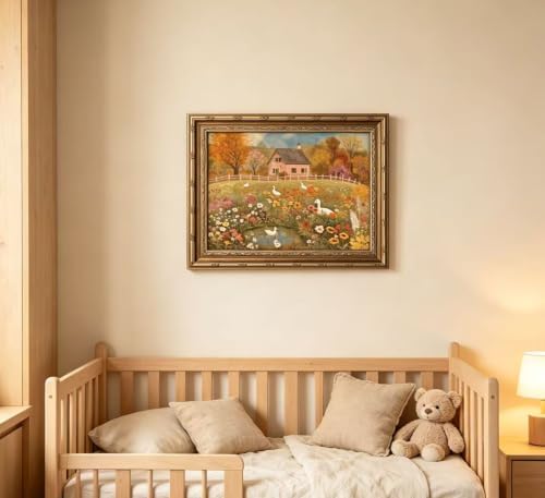 Vintage Gold Framed Autumn Country Cottage - Image 6