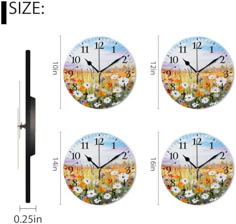Round Analog Wall Clocks Non-Ticking Silent Clock Battery Operated Clcoks - Image 2