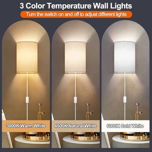 Yunaking Plug in Wall Sconces Set of Two Wall Lights - Image 5
