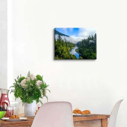 Smoky Mountain Canvas Wall Art for Living Room, Foggy Forest Landscape Wall - Image 3