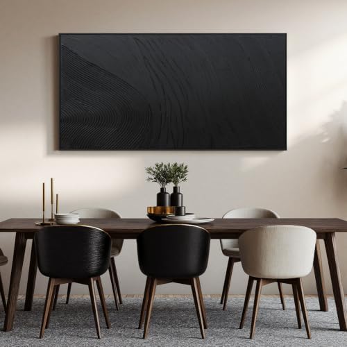 Large Black Abstract Wall Art Modern Hand-Drawn Canvas Wall Art Decor - Image 2